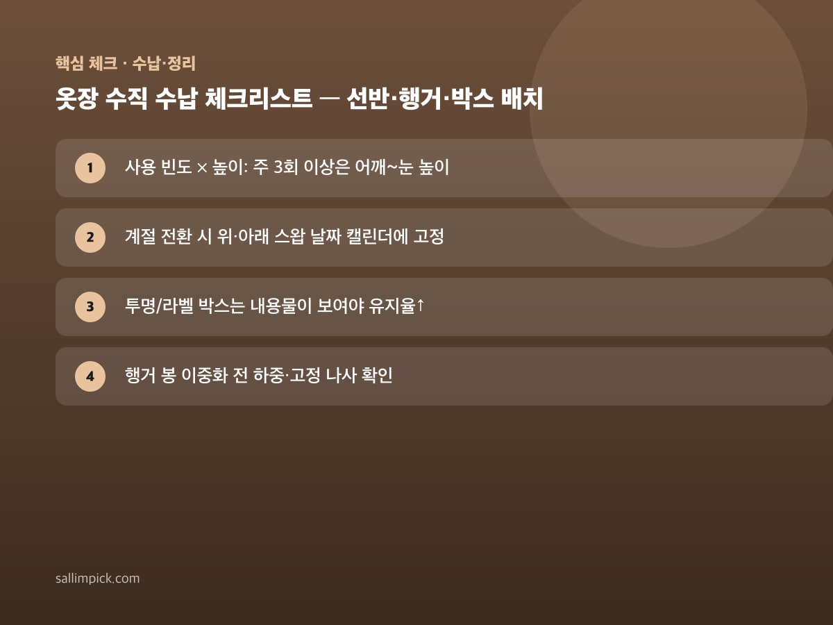 옷장 수직 수납 체크리스트 — 선반·행거·박스 배치 — 가이드 이미지 1