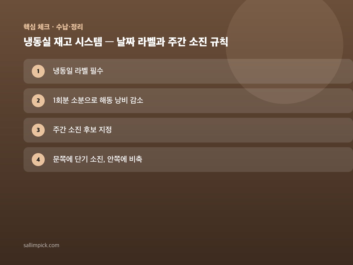 냉동실 재고 시스템 — 날짜 라벨과 주간 소진 규칙 — 가이드 이미지 1