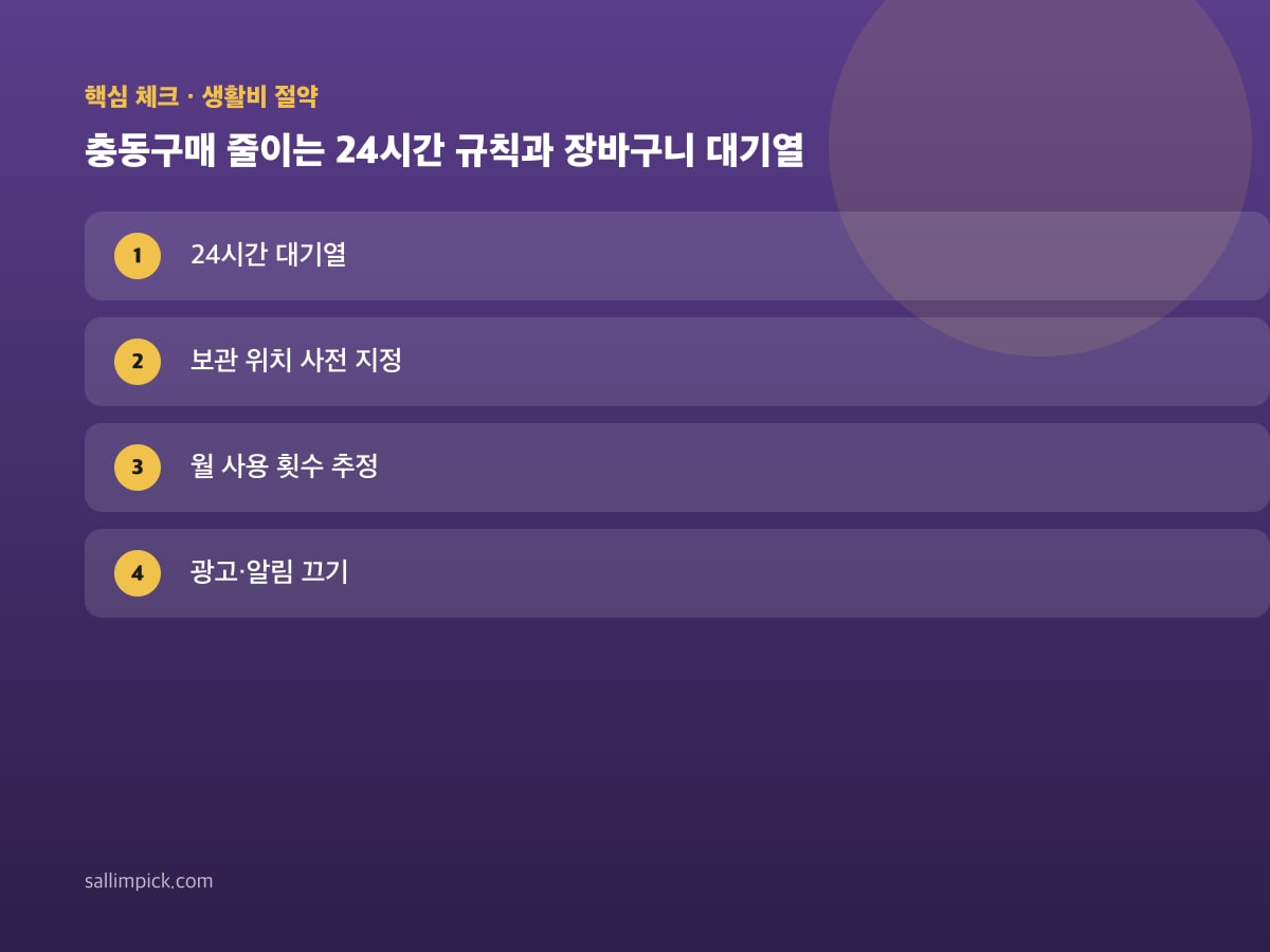 충동구매 줄이는 24시간 규칙과 장바구니 대기열 — 가이드 이미지 1