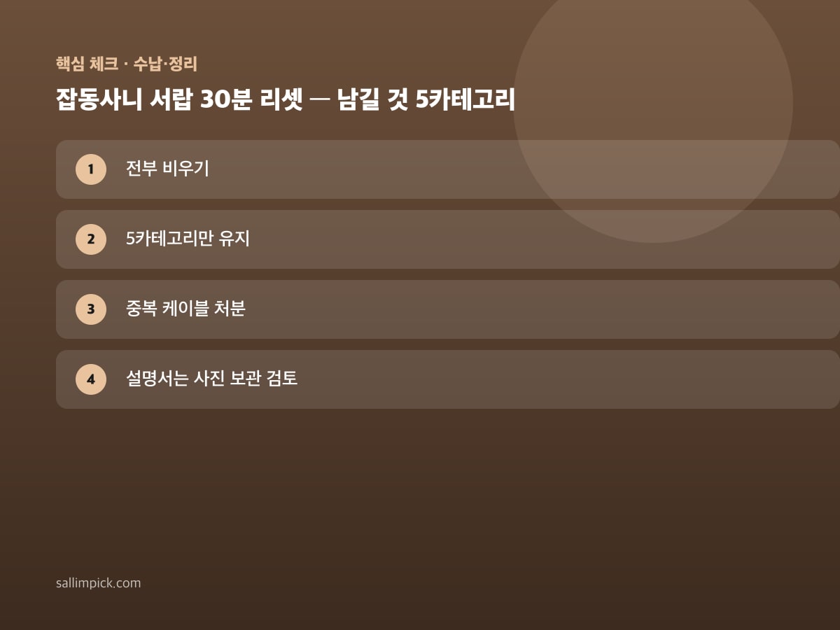 잡동사니 서랍 30분 리셋 — 남길 것 5카테고리 — 가이드 이미지 1