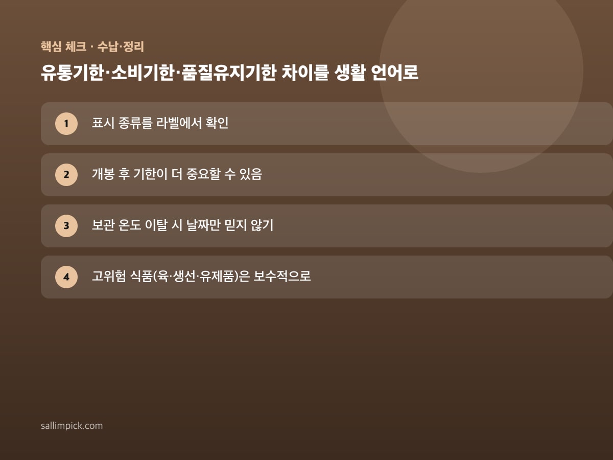 유통기한·소비기한·품질유지기한 차이를 생활 언어로 — 가이드 이미지 1